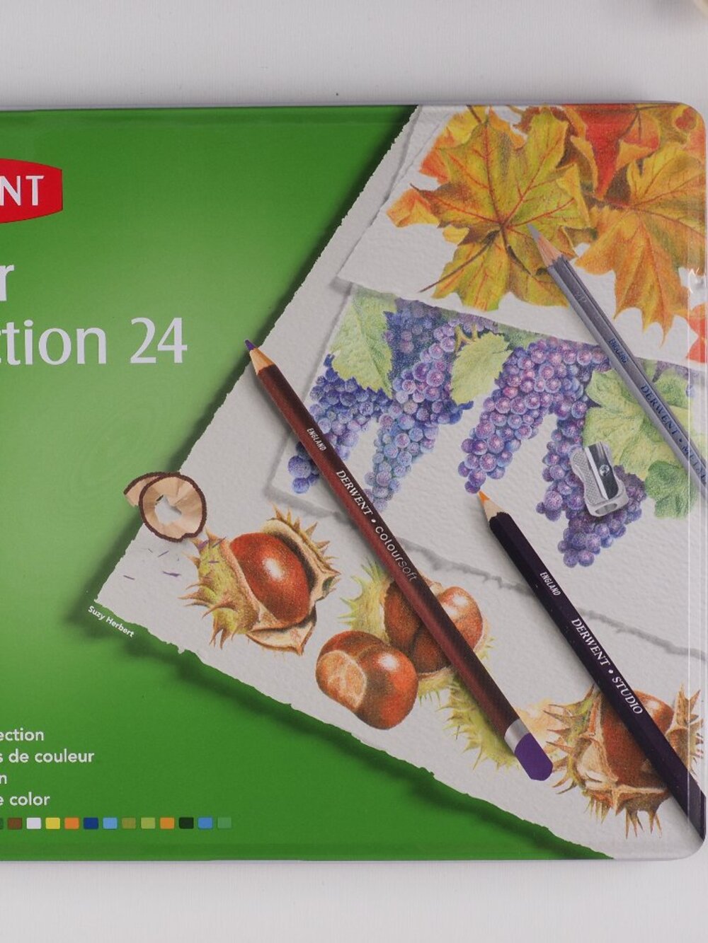 DERWENT vintage Art supplies set 24 Colour Collection pencils blocks in Tin